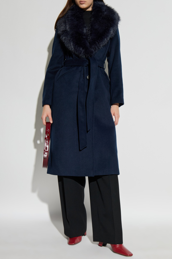 新品タグ付定価8万3千円！forte_forte＊綿シルクベルト付きシアーコート Faux Fur Peacoat in DARK BRANDY - Sale | Michael Kors [US]